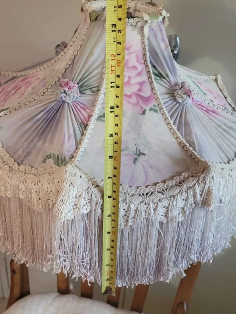 Vintage Floral Victorian Style Lampshade with Fringe